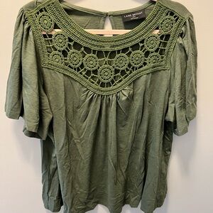Lane Bryant Size 18/20 green cutout shirt. Never worn. Perfect for Summer!